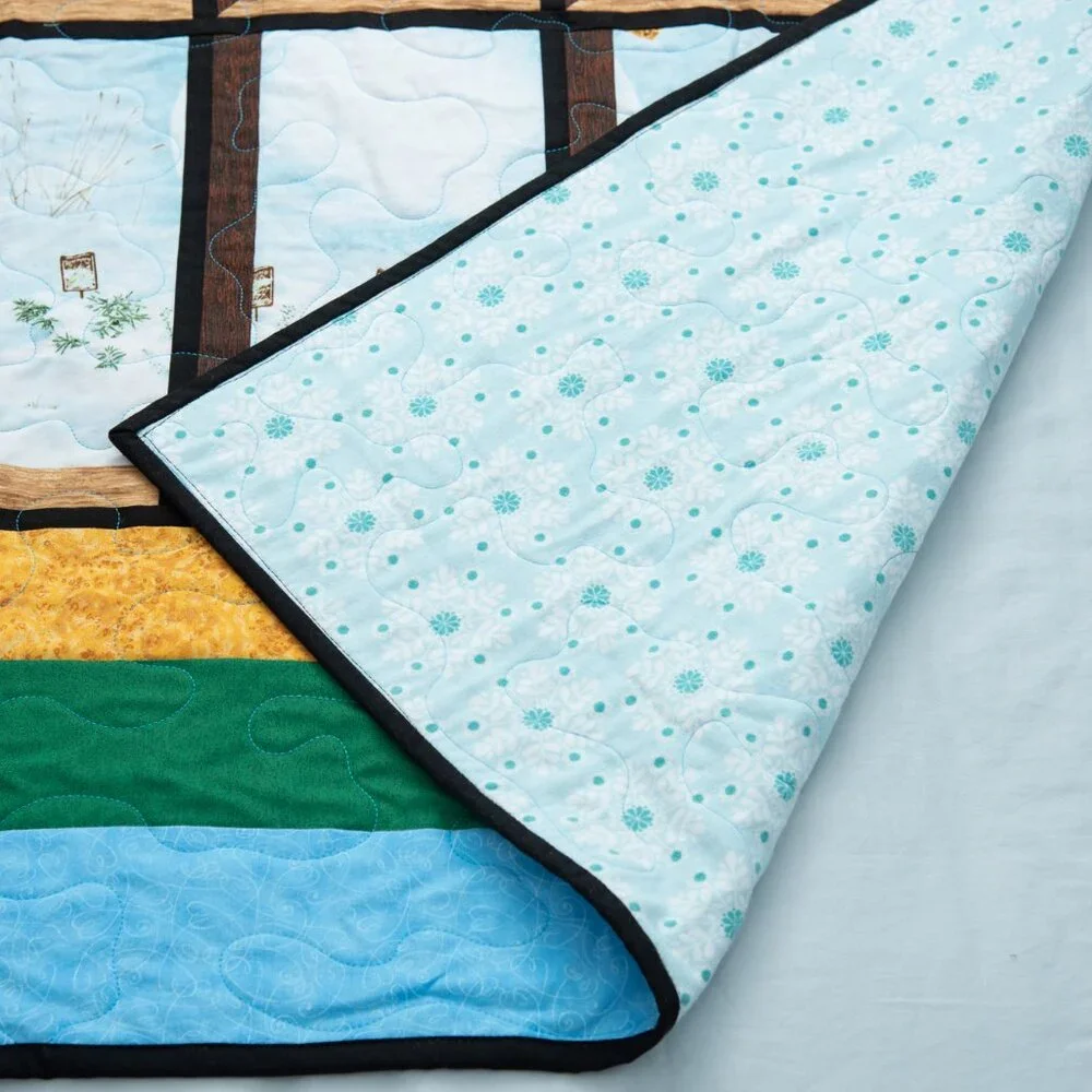 New, handmade snowman cardinals chickadee attic window style soft quilted throw